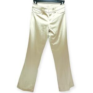 Xscape By Joanna Chen Satin Straight Leg Dress Pant Pull On Cream Women's Size 6